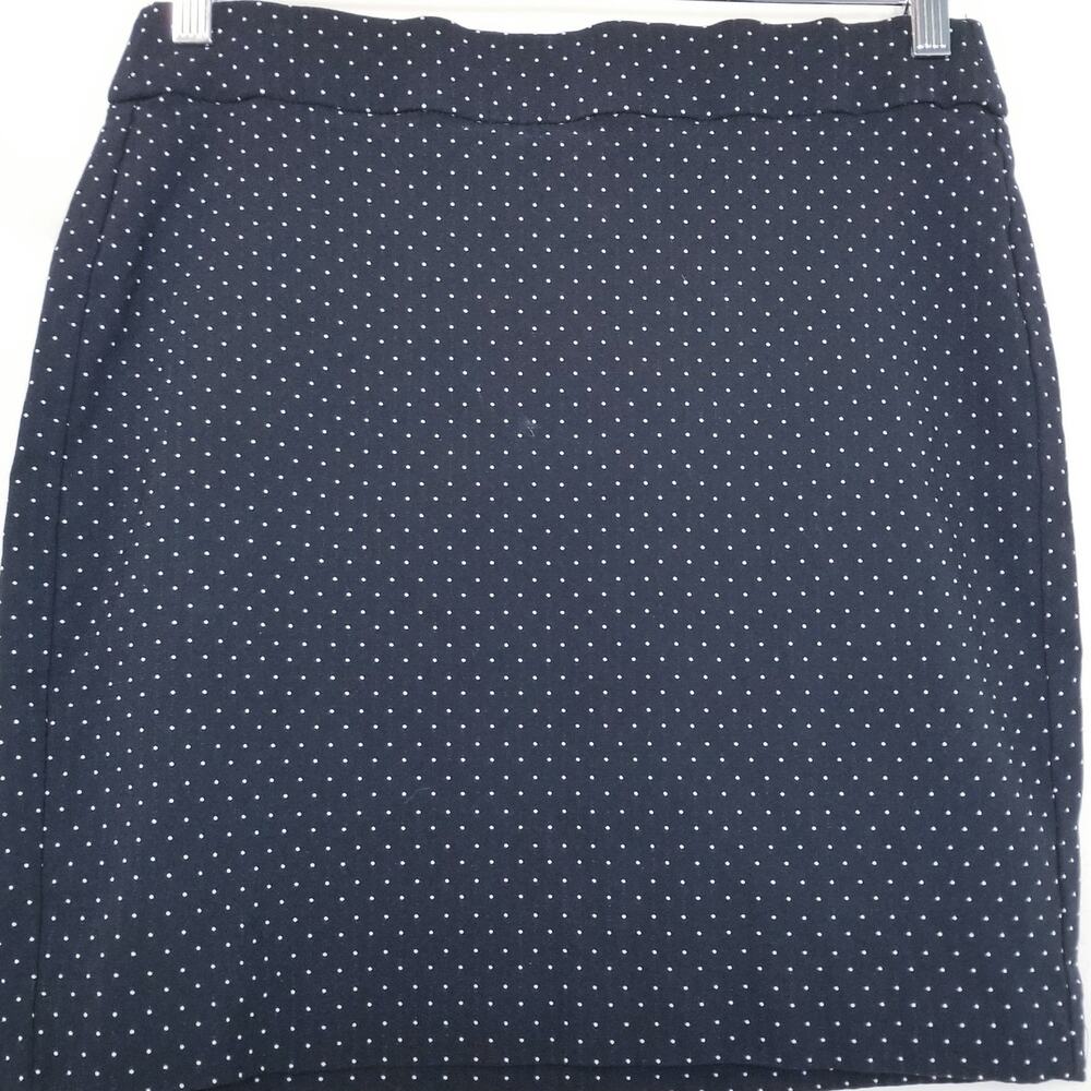 Worthington Black White Polka Dot Mini Pencil Skirt Rayon Blend Stretch Size PM